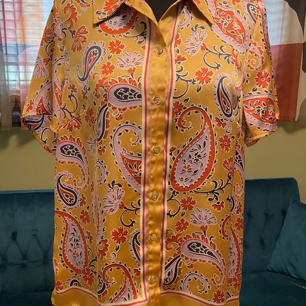DR2 Men's Paisley Shirt - Orange and Pink